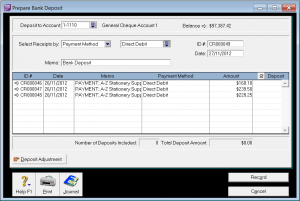 MYOB Prepare Bank Deposit